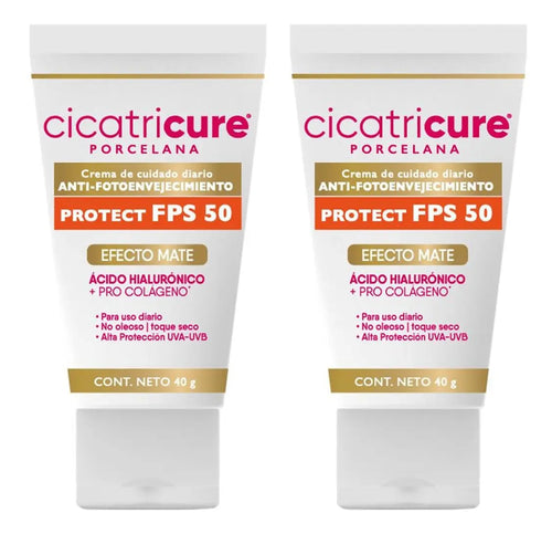 Crema Antiedad Protector Fps 50 Cicatricure Porcelana 40g X2 Tipo De Piel Normal