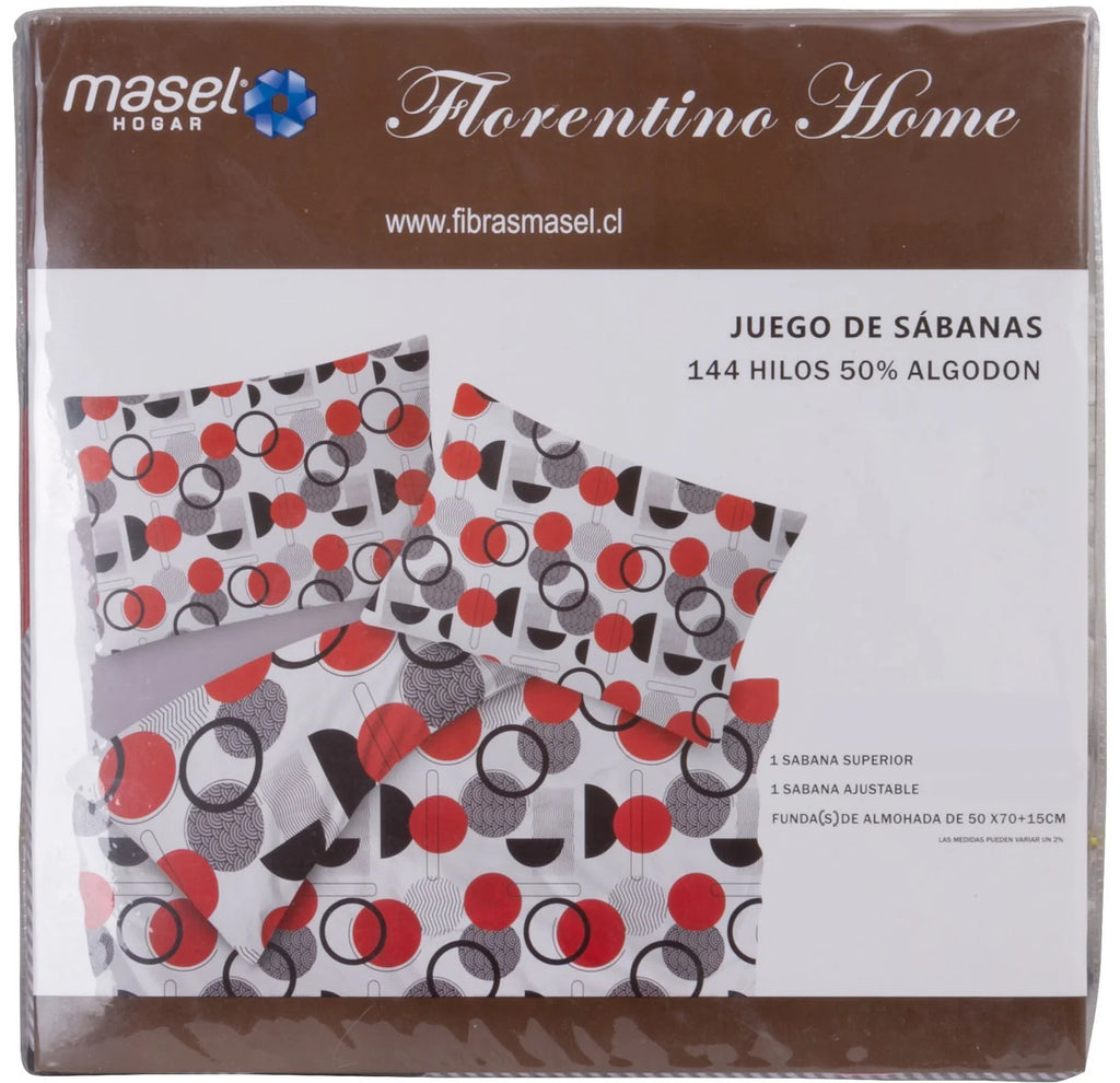 Juego de Sabanas Modelo Círculos 2 Plaza Gris