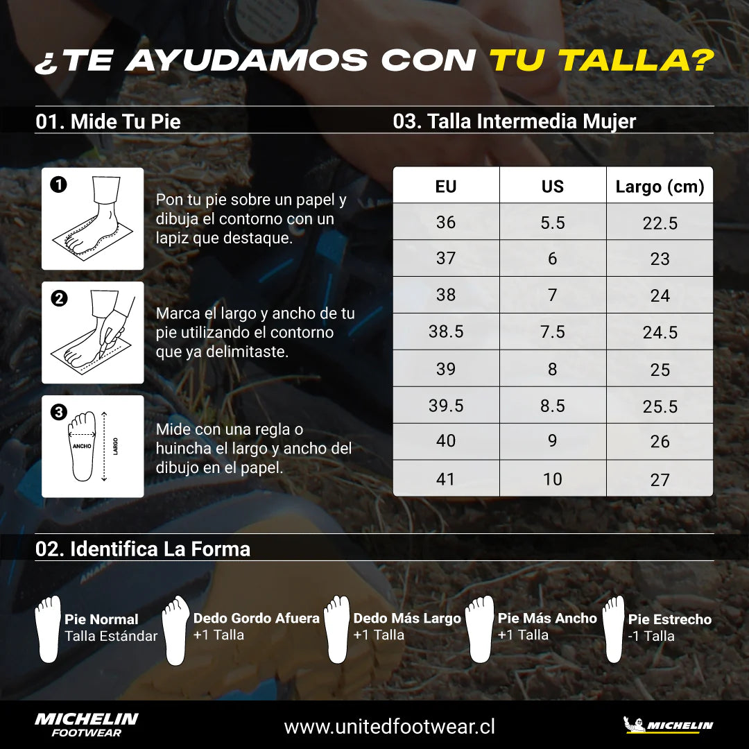 Zapatilla Botín Hiking Senderismo Verde Michelin Dr37