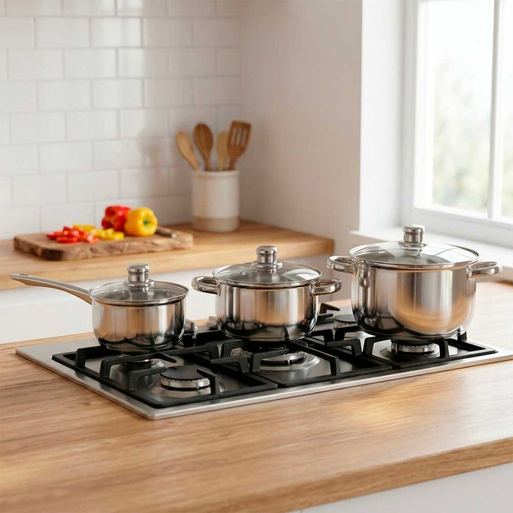 Batería de cocina 6 piezas mecina acero inoxidable marca vitta