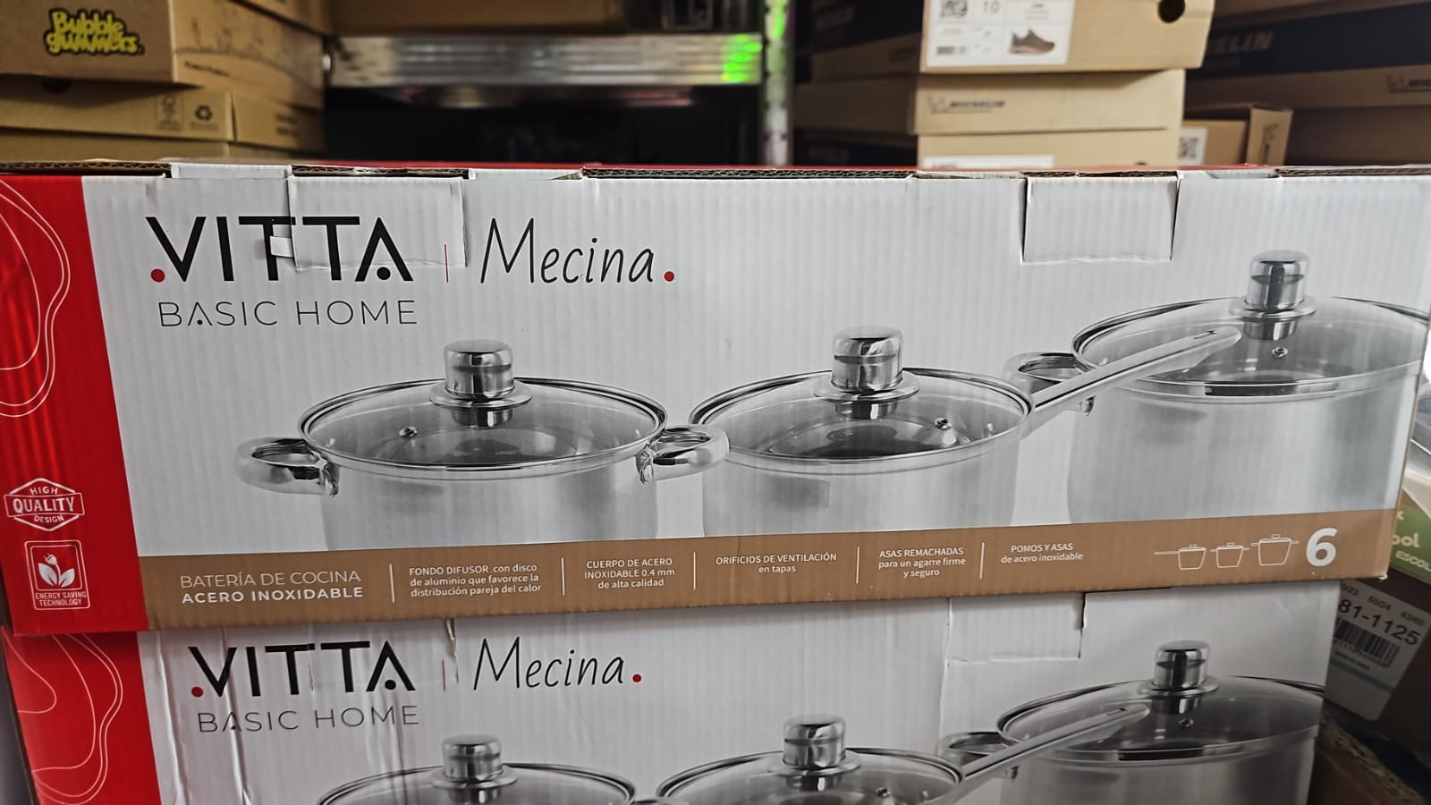 Batería de cocina 6 piezas mecina acero inoxidable marca vitta